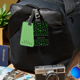 Etiqueta De Bagagem Trevo do Dia de São Patrício Personalizado em Pret
