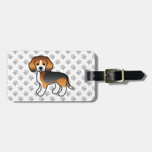 Etiqueta De Bagagem Tricolor Beagle Cute Cartoon Cão e Texto