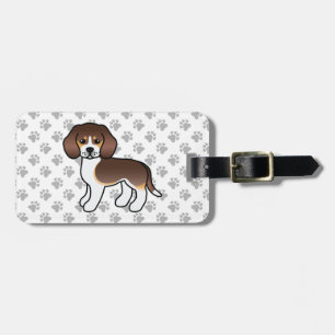 Etiqueta De Bagagem Tricolor Tricolor Beagle Cartoon Cachorro e Texto