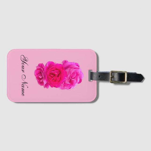 Etiqueta De Bagagem Triple Pink Roses  (Frente Horizontal)