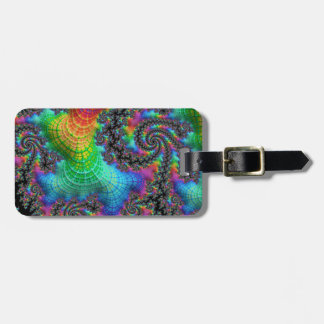 Etiqueta De Bagagem Trippy Hippie Psicodélico Arco-Íris Espiral Fracta