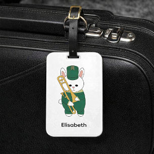 Etiqueta De Bagagem Trombone Banda Coelho Rabbit Verde Dourado Persona