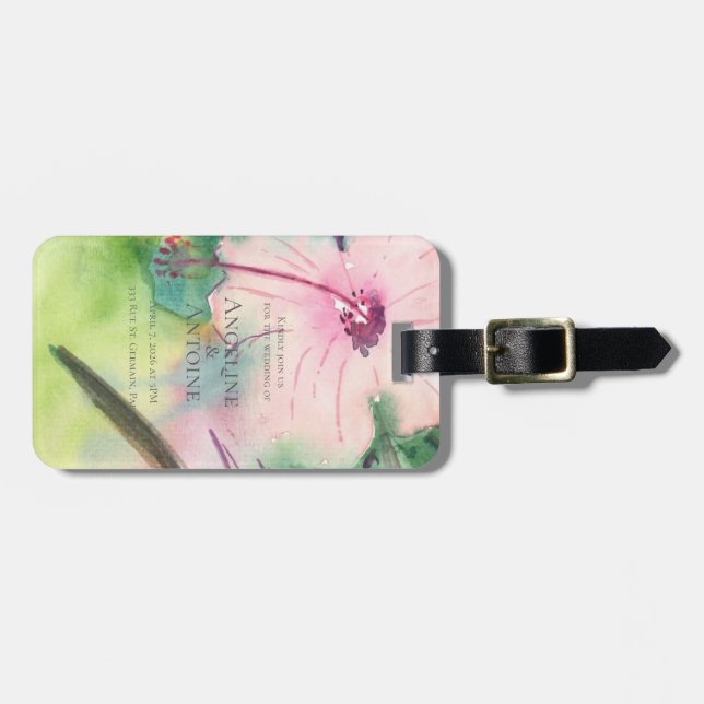 Etiqueta De Bagagem Tropical Destination Wedding  (Frente Horizontal)