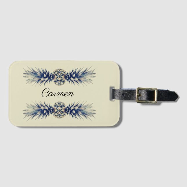 Etiqueta De Bagagem Tropical Espelhado Abacaxi Rótulo Personalizado (Frente Horizontal)