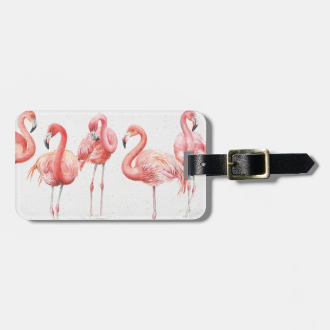Etiqueta De Bagagem Tropical| Família de Flamingos (Frente Horizontal)