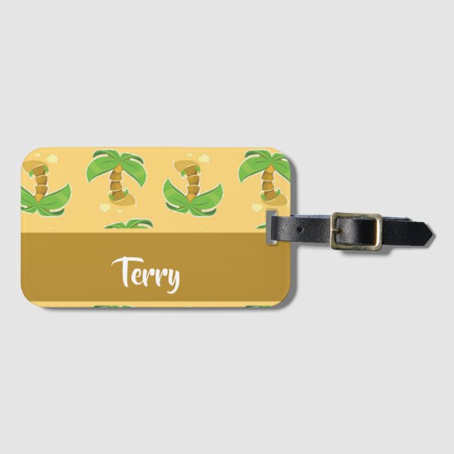 Etiqueta De Bagagem Tropical palm trees pattern (Frente Horizontal)