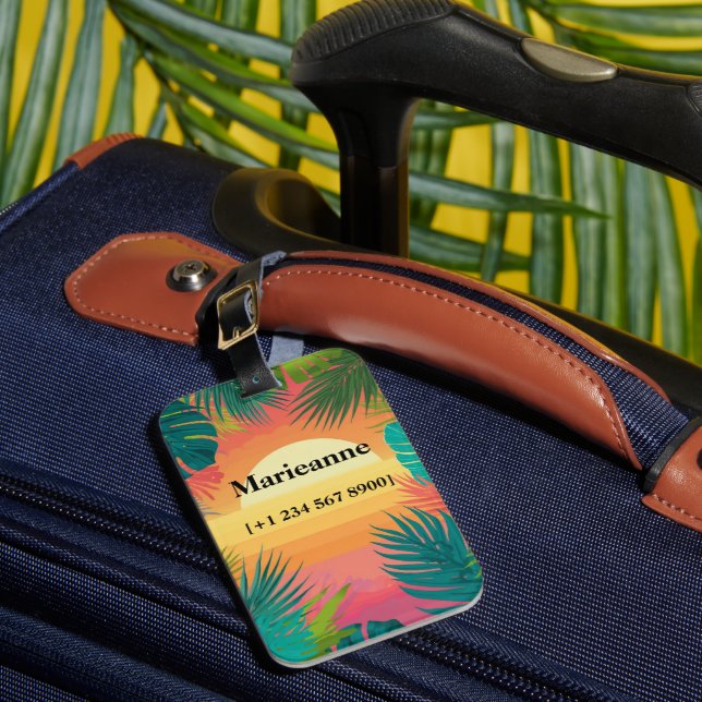 Etiqueta De Bagagem Tropical Paradise Sunset Gradient (Frente Insitu 1)
