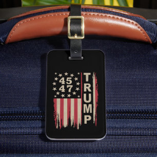 Etiqueta De Bagagem Trump 45 47 Vintage Retro America Flag