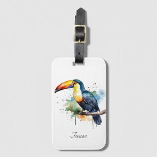 Etiqueta De Bagagem Tucano no Ramo Arte Aquarela, personalizado