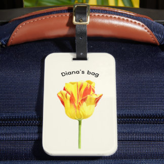Etiqueta De Bagagem Tulipa personalizada amarela e vermelha 