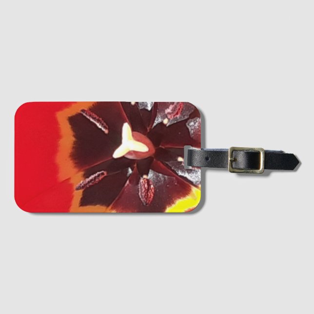 Etiqueta De Bagagem Tulipa Vermelha Escarlate (Frente Horizontal)
