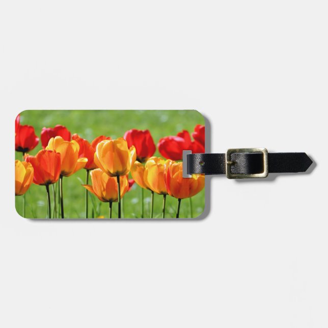 Etiqueta De Bagagem Tulipas Amarelas E Vermelhas (Frente Horizontal)