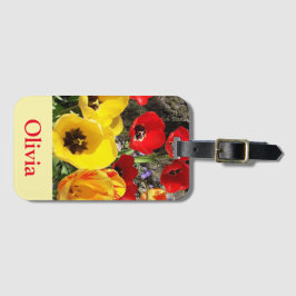 Etiqueta De Bagagem Tulipas Amarelas e Vermelhas