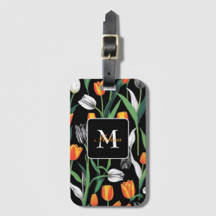 Etiqueta De Bagagem Tulipas Artísticas Gráficas Negrito