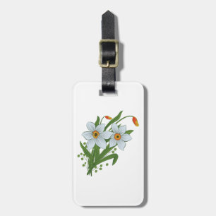 Etiqueta De Bagagem Tulipas e Flores de Narcisos