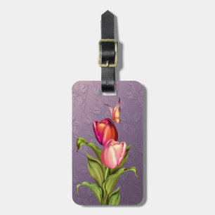 Etiqueta De Bagagem Tulipas Rosa