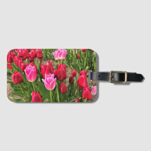 Etiqueta De Bagagem Tulipas Rosa e Vermelho