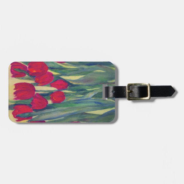 Etiqueta De Bagagem Tulipas Vermelhas (Frente Horizontal)