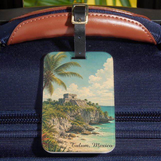 Etiqueta De Bagagem Tulum México Antigo (Frente Insitu 2)