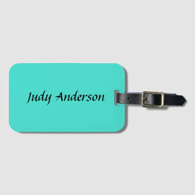 Etiqueta De Bagagem Turquoise Blue Professional Modern Name (Frente Horizontal)