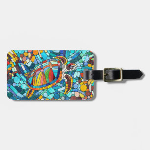 Etiqueta De Bagagem Turtle Colorful mosaico art