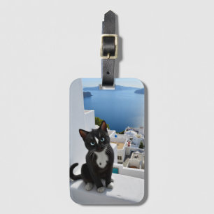 Etiqueta De Bagagem Tuxedo Cat em Blue and White Bliss