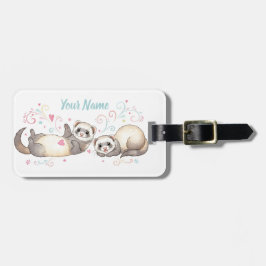 Etiqueta De Bagagem Two Cute Playful Ferrets Love Luggage Tag