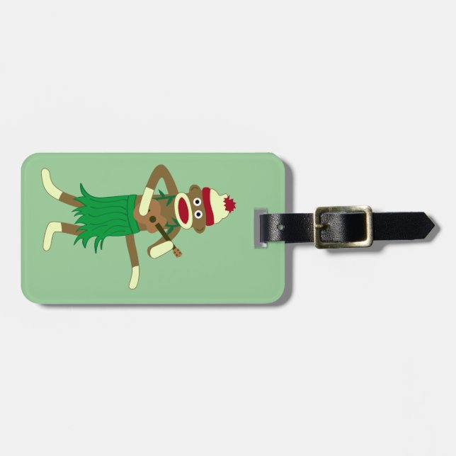 Etiqueta De Bagagem Ukulele do macaco da peúga (Frente Horizontal)