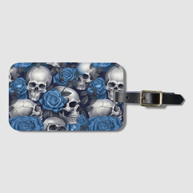 Etiqueta De Bagagem Um design da série A Skull and Roses 12 (Frente Horizontal)