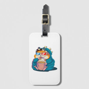 Etiqueta De Bagagem Um hamster engraçado vestindo óculos come pipoca