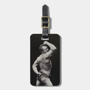 Etiqueta De Bagagem Uma Nova Pose de Homens Fortes Eugen Sandow Muscul