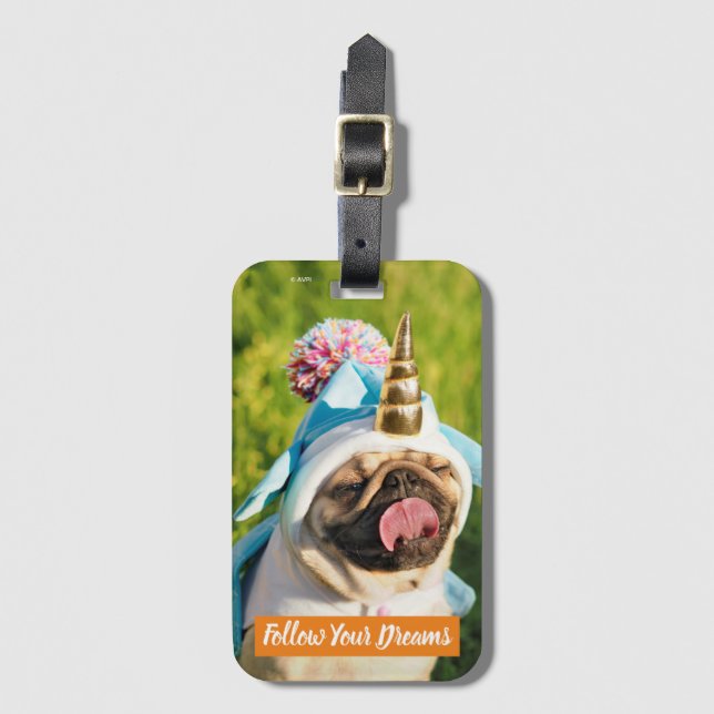 Etiqueta De Bagagem Unicorn Pug (Frente Vertical)
