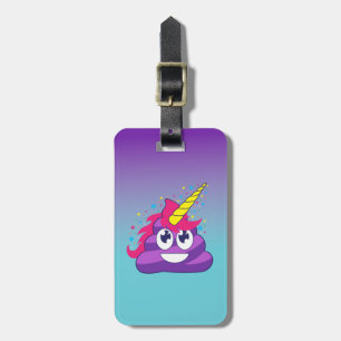 Etiqueta De Bagagem Unicórnio azul & roxo Poo Emoji de Ombre
