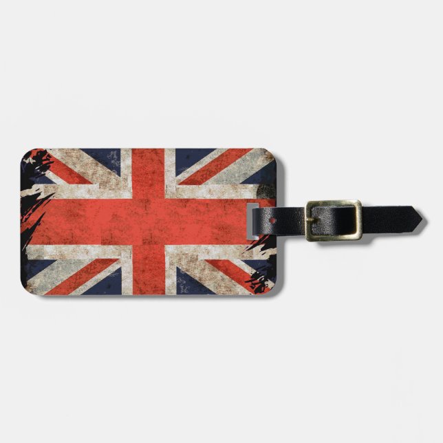 Etiqueta De Bagagem Union Jack shredded envelhecido (Frente Horizontal)