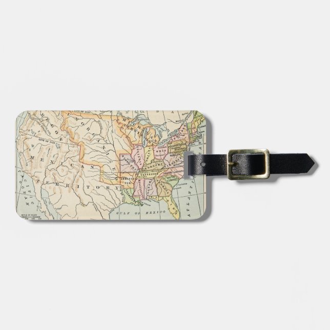Etiqueta De Bagagem United States 1830 Historical Map Illustration (Frente Horizontal)
