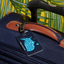 Etiqueta De Bagagem United States Map Teal Minimal Design