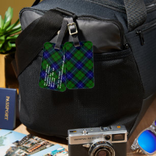 Etiqueta De Bagagem Urquhart tartan Blue xadrez