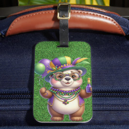 ETIQUETA DE BAGAGEM URSINHO DE PELÚCIA VESTIDO PARA O MARDI GRAS