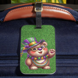 ETIQUETA DE BAGAGEM URSINHO DE PELÚCIA VESTIDO PARA O MARDI GRAS