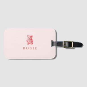 Etiqueta De Bagagem Urso Cinzento Rosa-Cor-de-Água Personalizado