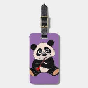 Etiqueta De Bagagem Urso de panda engraçado que exerce o clarinete