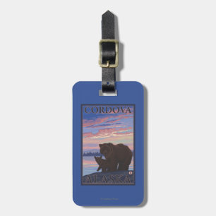 Etiqueta De Bagagem Urso e Cub - Cordova, Alaska