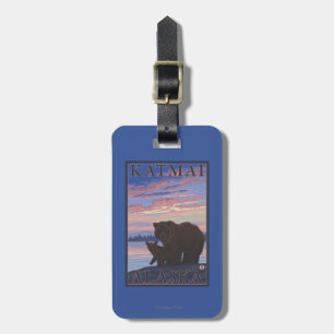 Etiqueta De Bagagem Urso e Cub - Katmai, Alaska