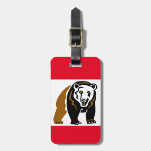 Etiqueta De Bagagem Urso Grizzly legal - Animal ameaçado - Vermelho na