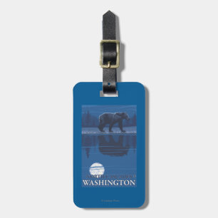 Etiqueta De Bagagem Urso no luar - cascatas nortes, Washington