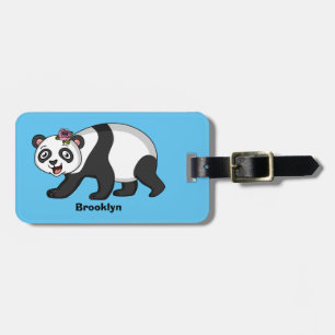Etiqueta De Bagagem Urso panda bonito e feliz com desenho animado