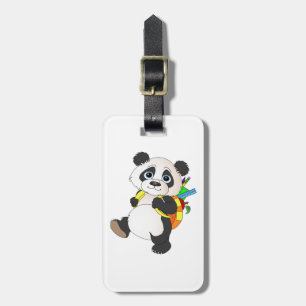Etiqueta De Bagagem Urso Panda com mochila