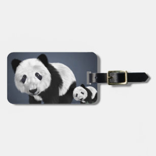 Etiqueta De Bagagem urso panda fofo animal preto branco doce
