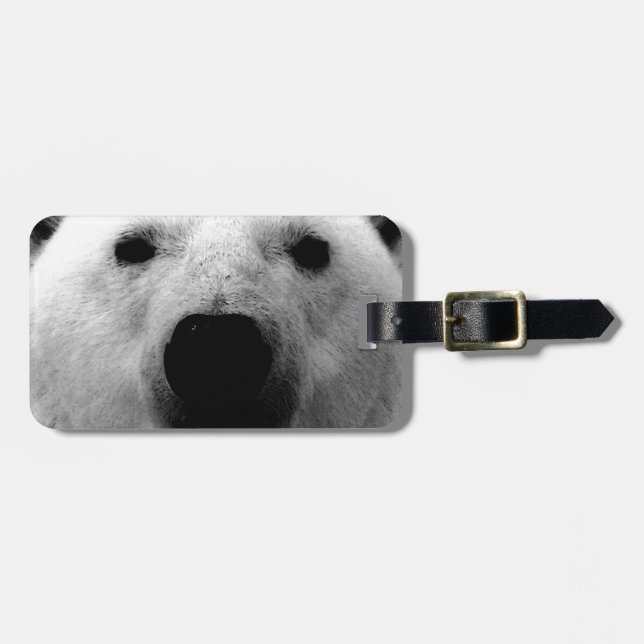 Etiqueta De Bagagem Urso Polar Preto e Branco (Frente Horizontal)