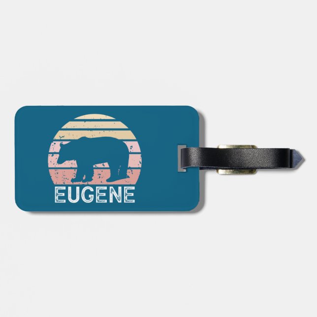 Etiqueta De Bagagem Urso Retro de Eugene Oregon (Traseira Horizontal)